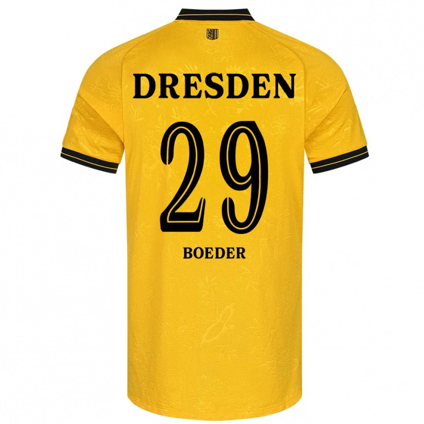 Danxen Enfant Maillot Lukas Boeder #29 Jaune Noir Tenues Domicile 2025/26 T-Shirt
