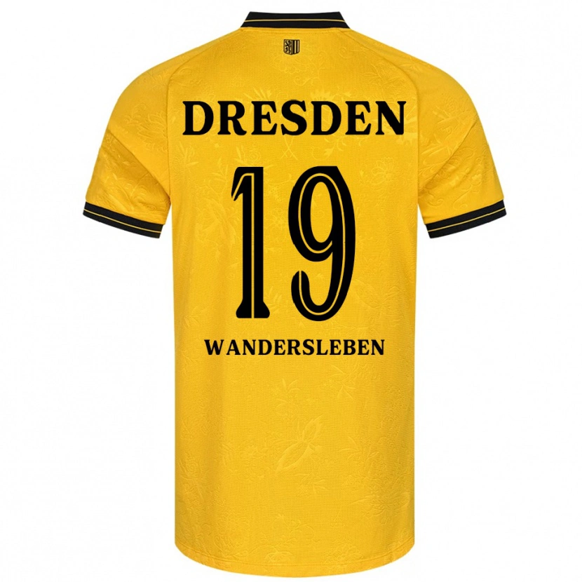 Danxen Enfant Maillot Arian-Rayan Wandersleben #19 Jaune Noir Tenues Domicile 2025/26 T-Shirt