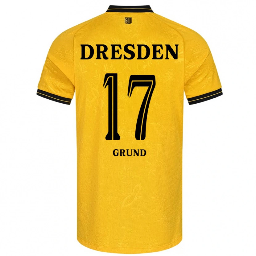 Danxen Enfant Maillot Yanic Grund #17 Jaune Noir Tenues Domicile 2025/26 T-Shirt