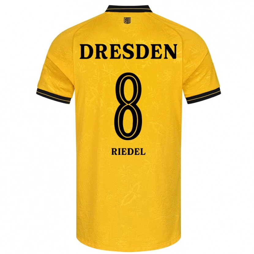 Danxen Enfant Maillot Aaron Riedel #8 Jaune Noir Tenues Domicile 2025/26 T-Shirt