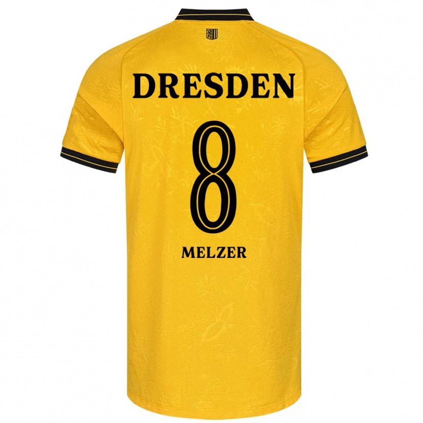 Danxen Enfant Maillot Otto Melzer #8 Jaune Noir Tenues Domicile 2025/26 T-Shirt