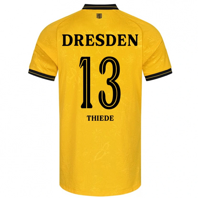 Danxen Enfant Maillot Tristan Thiede #13 Jaune Noir Tenues Domicile 2025/26 T-Shirt