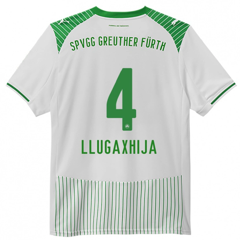 Danxen Enfant Maillot Florian Llugaxhija #4 Blanc Vert Tenues Domicile 2025/26 T-Shirt