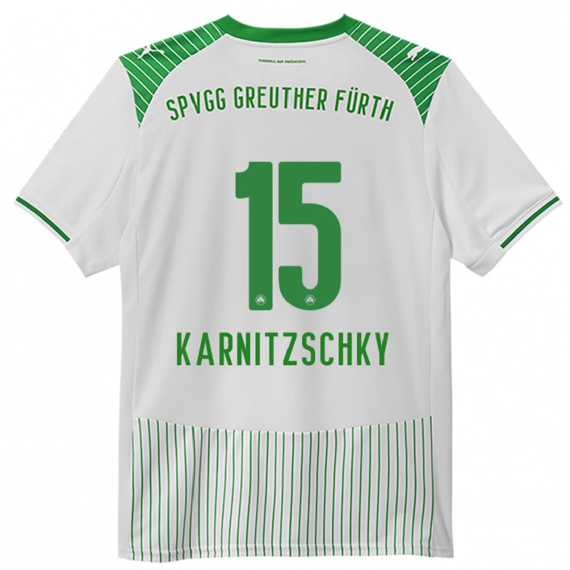 Danxen Enfant Maillot Nick Karnitzschky #15 Blanc Vert Tenues Domicile 2025/26 T-Shirt