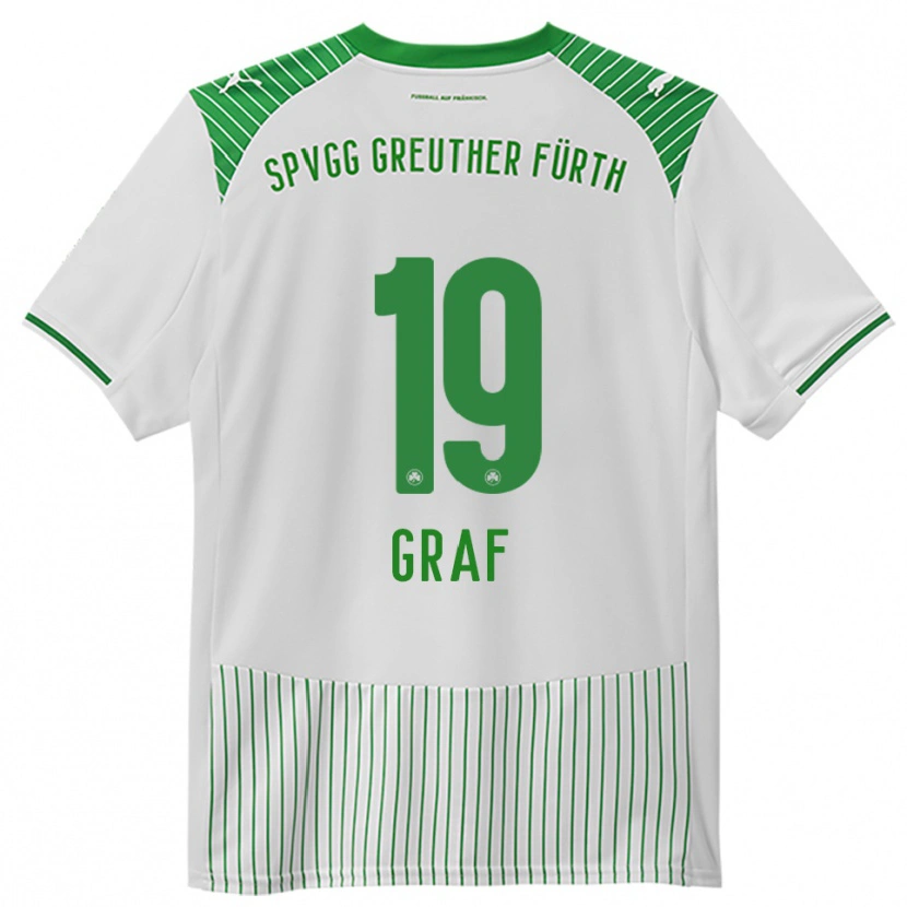 Danxen Enfant Maillot Fabian Graf #19 Blanc Vert Tenues Domicile 2025/26 T-Shirt