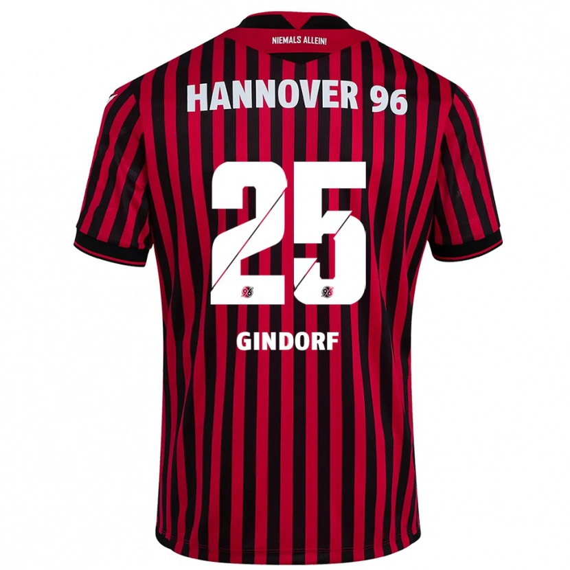 Danxen Enfant Maillot Lars Gindorf #25 Rouge Noir Tenues Domicile 2025/26 T-Shirt