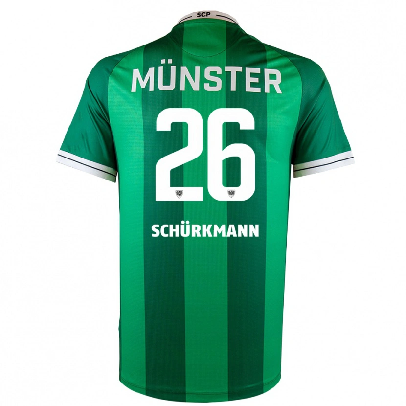 Danxen Enfant Maillot Christopher Schürkmann #26 Vert Blanc Tenues Domicile 2025/26 T-Shirt