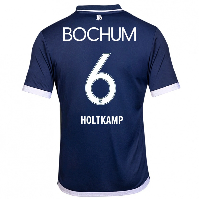 Danxen Enfant Maillot Lars Holtkamp #6 Marine Blanc Tenues Domicile 2025/26 T-Shirt