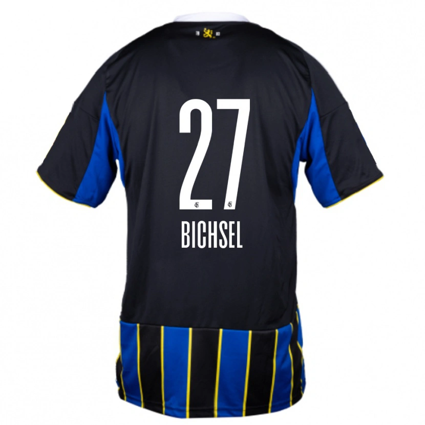 Danxen Enfant Maillot Joel Bichsel #27 Bleu Noir Jaune Tenues Domicile 2025/26 T-Shirt