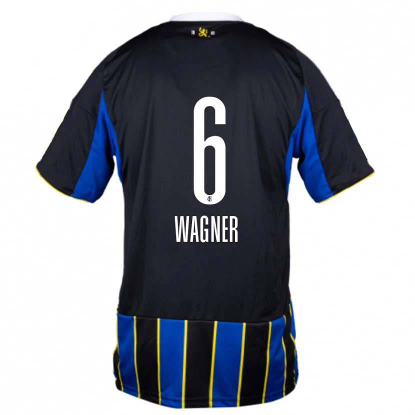 Danxen Enfant Maillot Emil Wagner #6 Bleu Noir Jaune Tenues Domicile 2025/26 T-Shirt