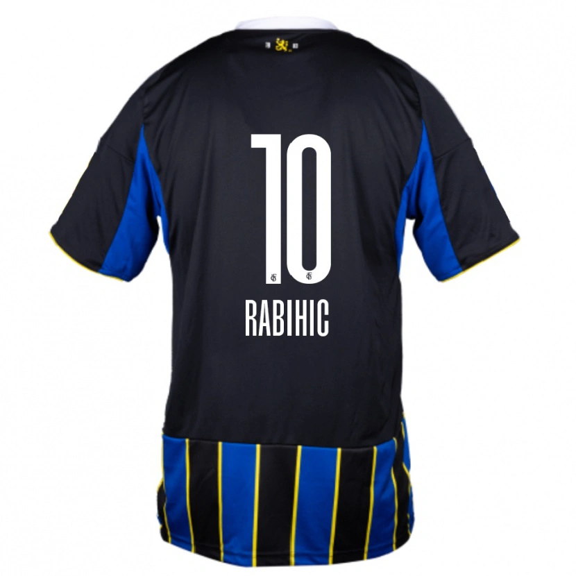 Danxen Enfant Maillot Kasim Rabihic #10 Bleu Noir Jaune Tenues Domicile 2025/26 T-Shirt