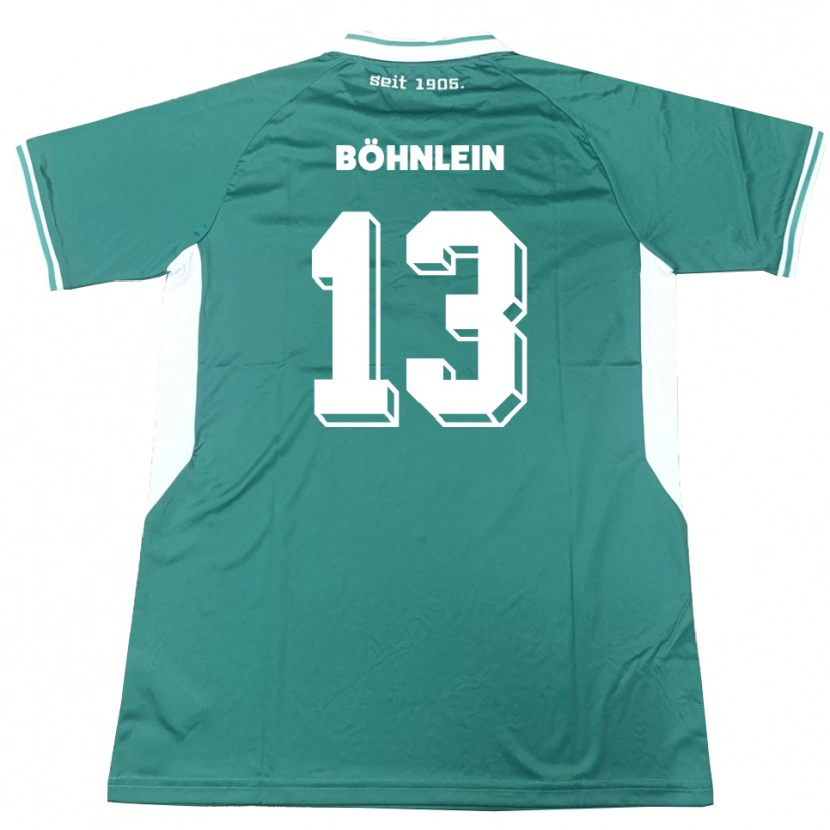 Danxen Enfant Maillot Kristian Böhnlein #13 Vert Blanc Tenues Domicile 2025/26 T-Shirt