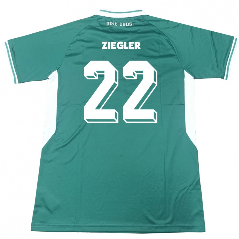 Danxen Enfant Maillot Kevin Ziegler #22 Vert Blanc Tenues Domicile 2025/26 T-Shirt
