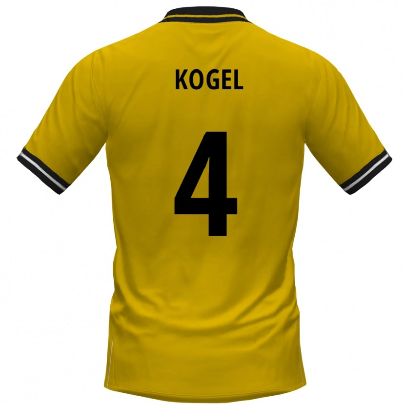 Danxen Enfant Maillot Tobias Kogel #4 Jaune Noir Tenues Domicile 2025/26 T-Shirt