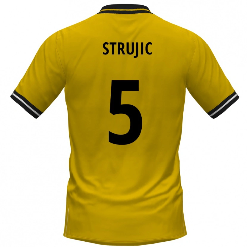 Danxen Enfant Maillot Sasa Strujic #5 Jaune Noir Tenues Domicile 2025/26 T-Shirt
