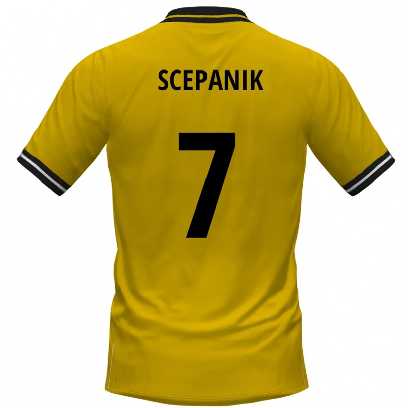 Danxen Enfant Maillot Lukas Scepanik #7 Jaune Noir Tenues Domicile 2025/26 T-Shirt