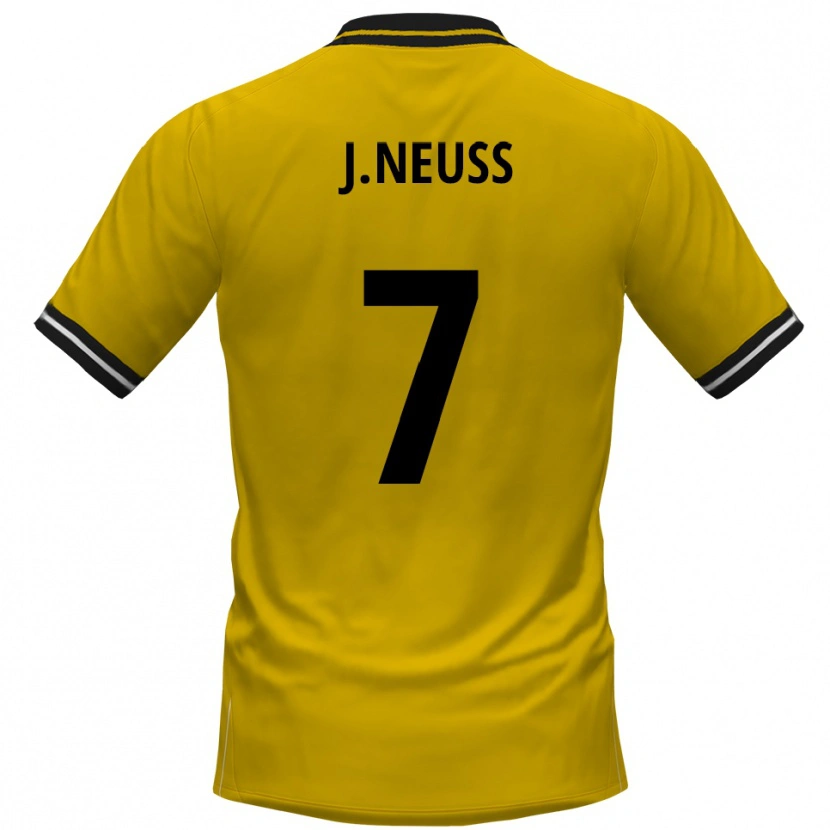 Danxen Enfant Maillot Julian Neuss #7 Jaune Noir Tenues Domicile 2025/26 T-Shirt