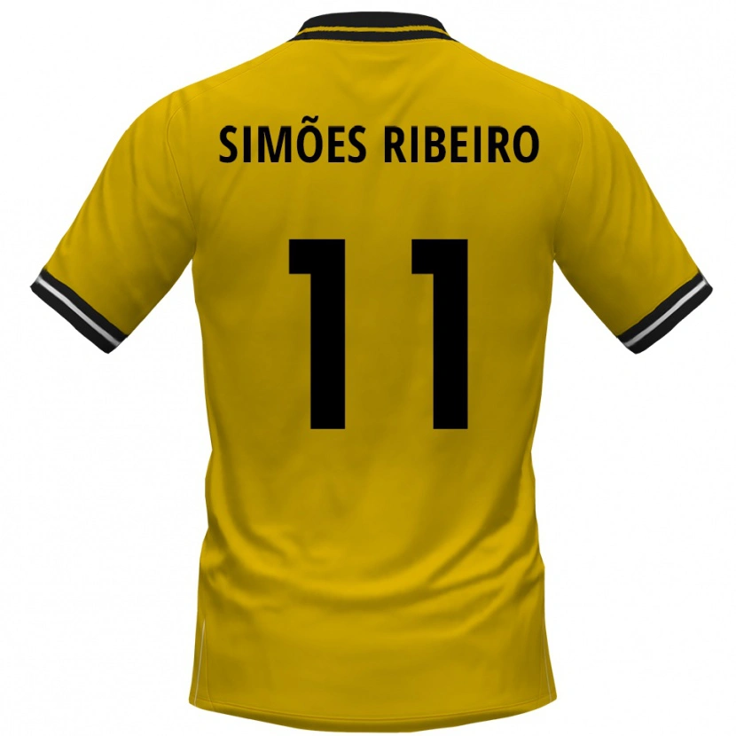 Danxen Enfant Maillot Dominik Simões Ribeiro #11 Jaune Noir Tenues Domicile 2025/26 T-Shirt