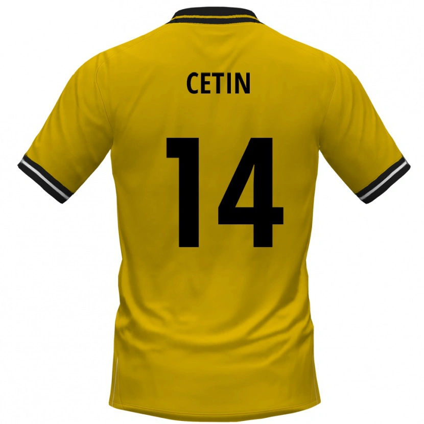 Danxen Enfant Maillot Mikail Cetin #14 Jaune Noir Tenues Domicile 2025/26 T-Shirt