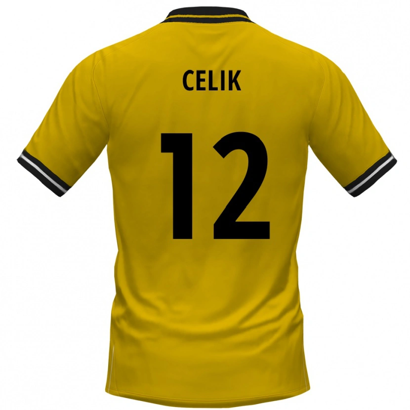 Danxen Enfant Maillot Haci Celik #12 Jaune Noir Tenues Domicile 2025/26 T-Shirt