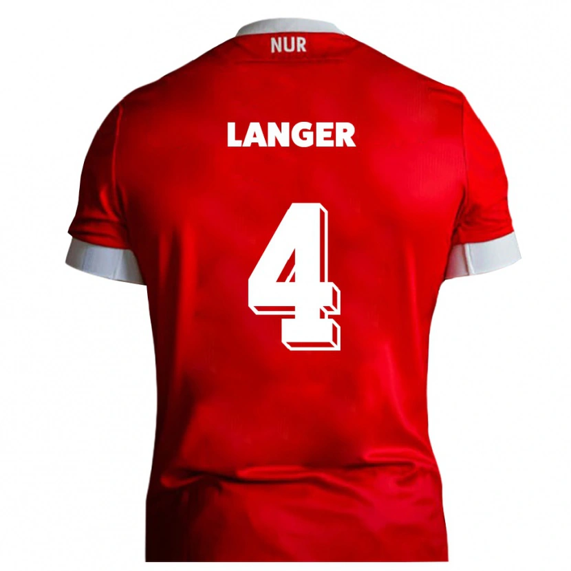 Danxen Enfant Maillot Phillip Langer #4 Rouge Blanc Tenues Domicile 2025/26 T-Shirt