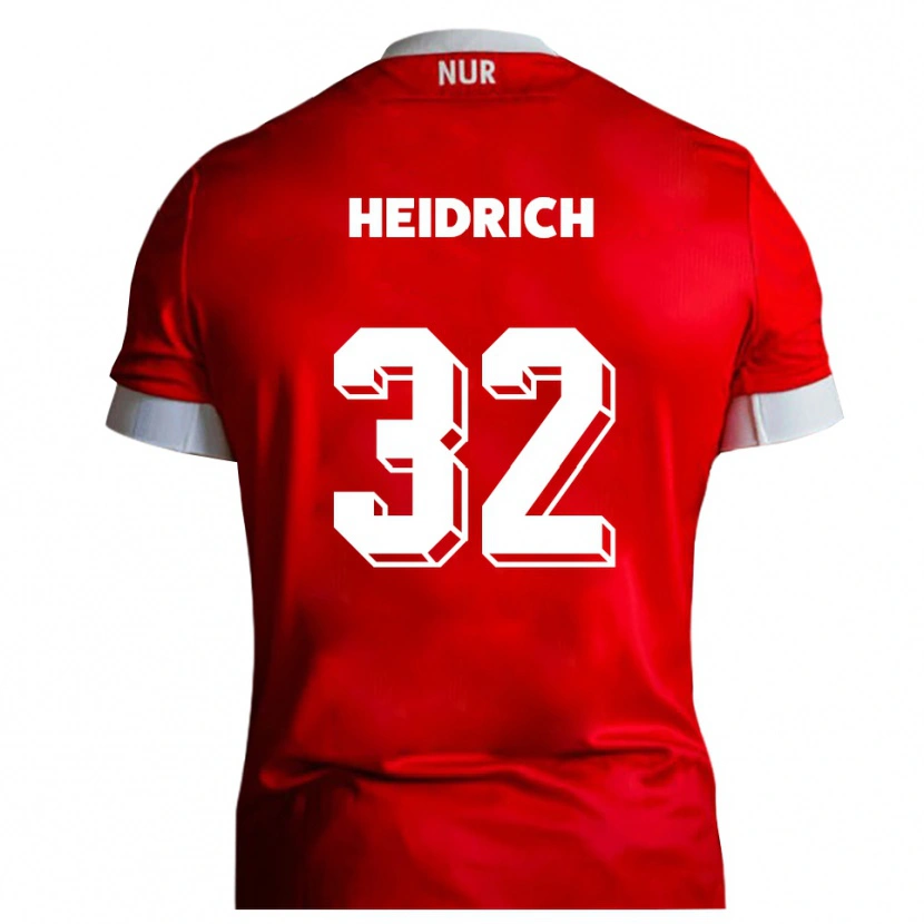 Danxen Enfant Maillot Finn Heidrich #32 Rouge Blanc Tenues Domicile 2025/26 T-Shirt