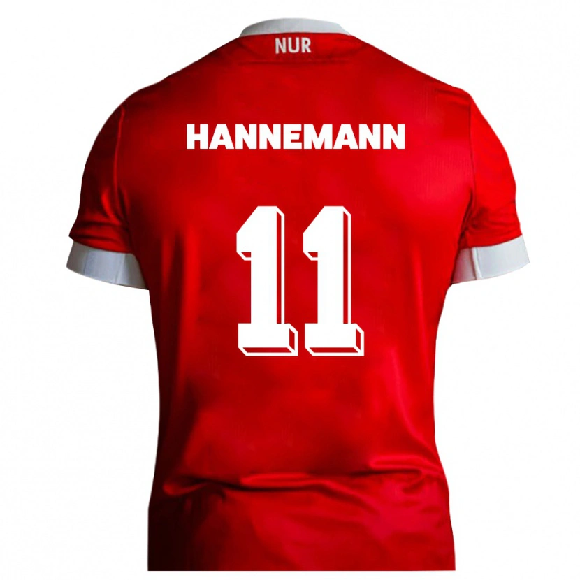 Danxen Enfant Maillot Moritz Hannemann #11 Rouge Blanc Tenues Domicile 2025/26 T-Shirt