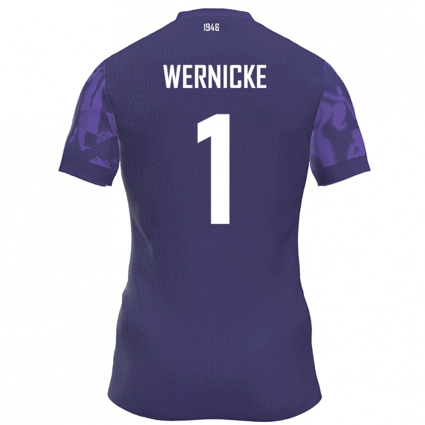 Danxen Enfant Maillot Samuli Wernicke #1 Violet Blanc Tenues Domicile 2025/26 T-Shirt