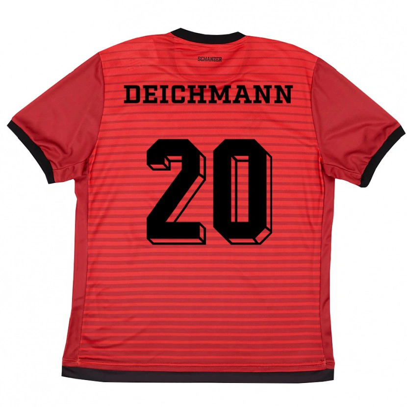 Danxen Enfant Maillot Yannick Deichmann #20 Rouge Noir Tenues Domicile 2025/26 T-Shirt