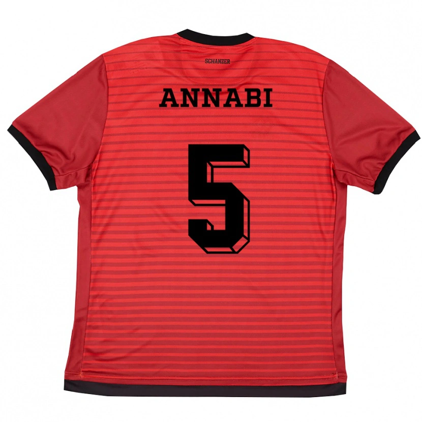 Danxen Enfant Maillot Ilias Annabi #5 Rouge Noir Tenues Domicile 2025/26 T-Shirt