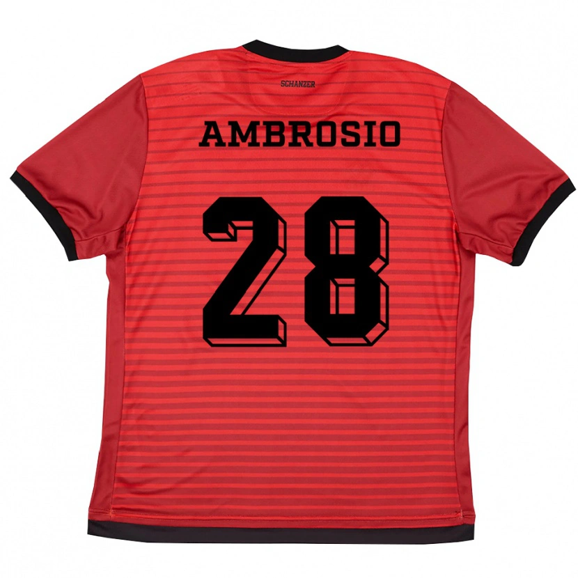 Danxen Enfant Maillot Gedeon Ambrosio #28 Rouge Noir Tenues Domicile 2025/26 T-Shirt
