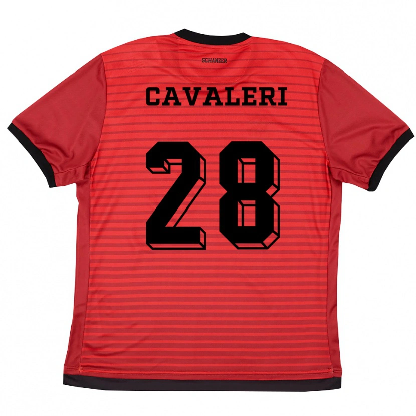 Danxen Enfant Maillot Salvatore Cavaleri #28 Rouge Noir Tenues Domicile 2025/26 T-Shirt