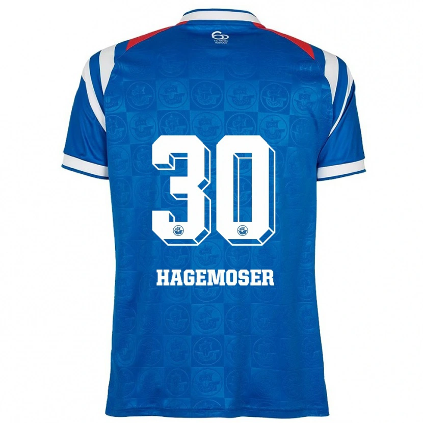 Danxen Enfant Maillot Max Hagemoser #30 Bleu Blanc Rouge Tenues Domicile 2025/26 T-Shirt