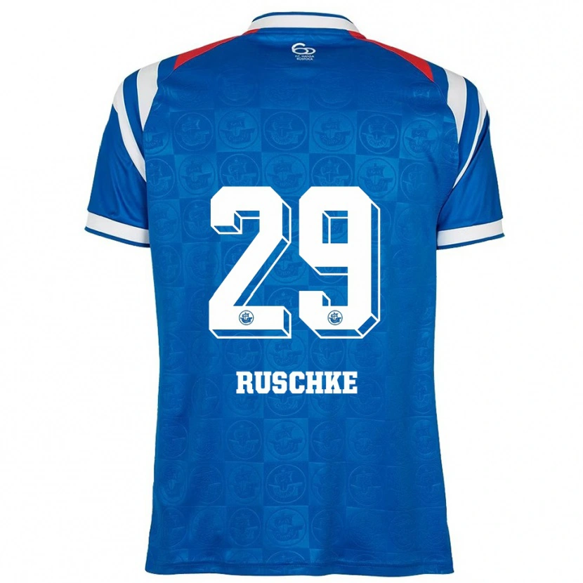 Danxen Enfant Maillot Felix Ruschke #29 Bleu Blanc Rouge Tenues Domicile 2025/26 T-Shirt