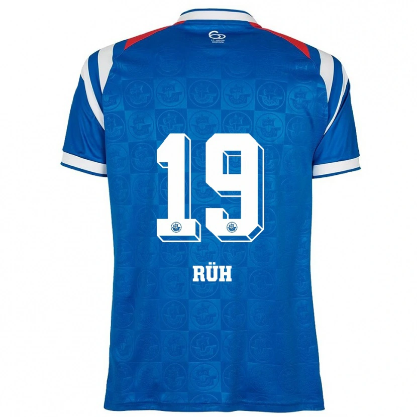 Danxen Enfant Maillot Julian Rüh #19 Bleu Blanc Rouge Tenues Domicile 2025/26 T-Shirt
