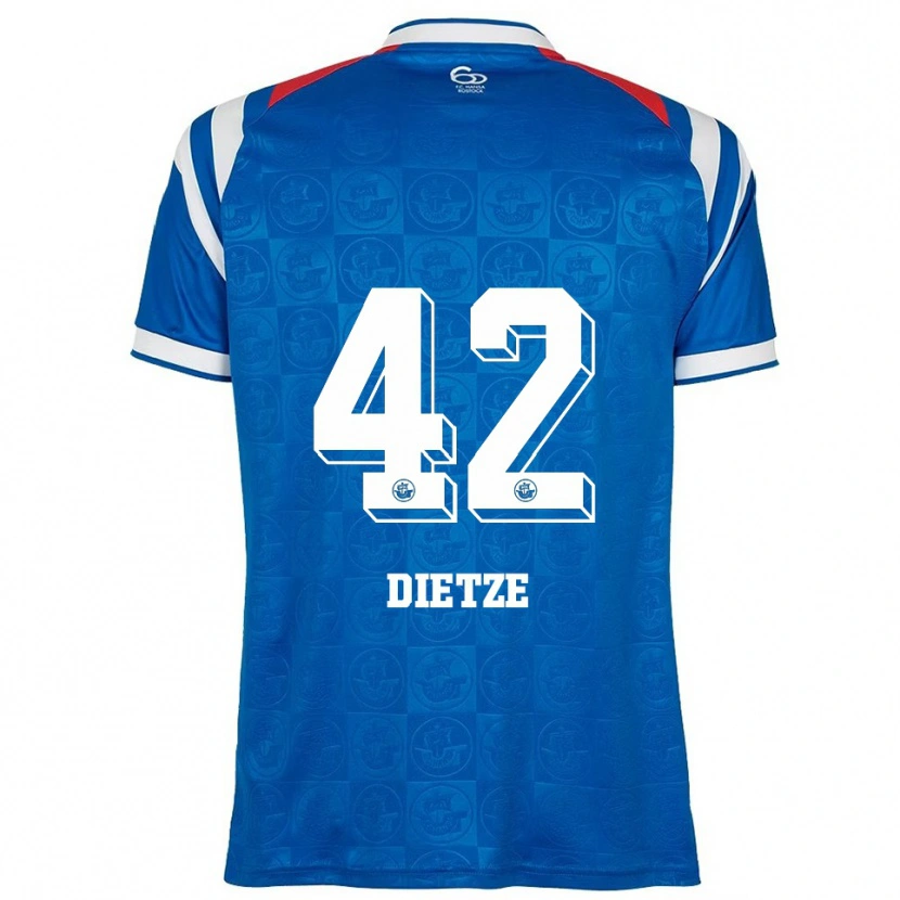 Danxen Enfant Maillot Benno Dietze #42 Bleu Blanc Rouge Tenues Domicile 2025/26 T-Shirt