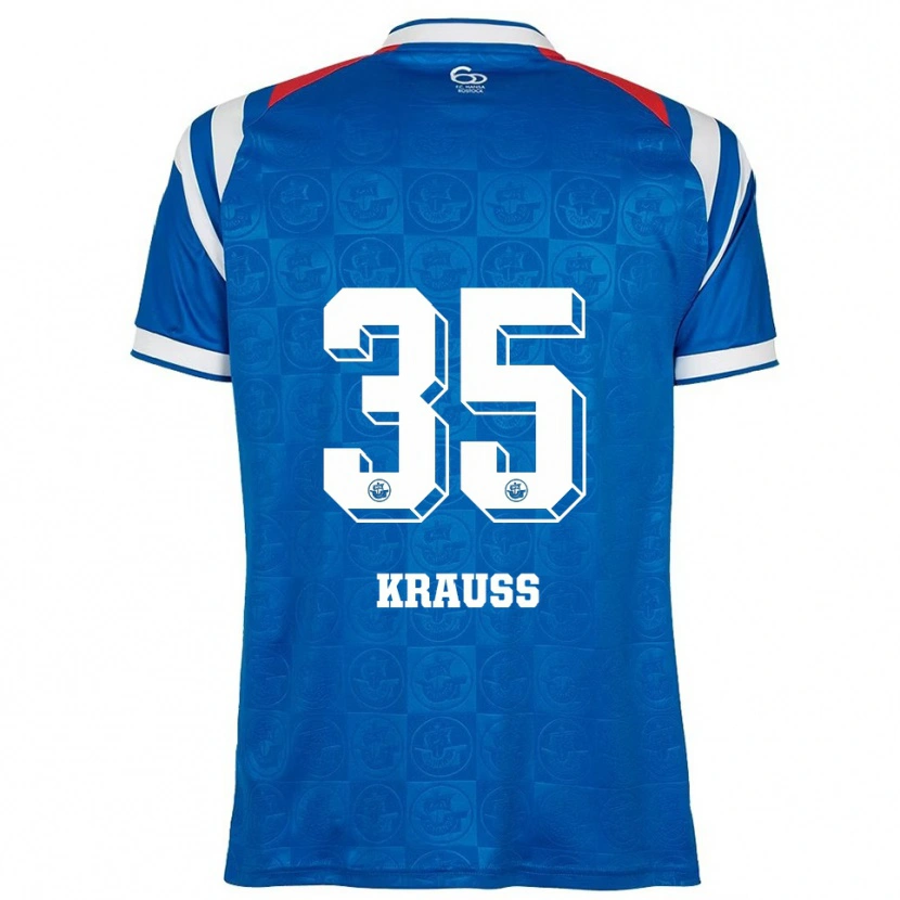 Danxen Enfant Maillot Maximilian Krauß #35 Bleu Blanc Rouge Tenues Domicile 2025/26 T-Shirt