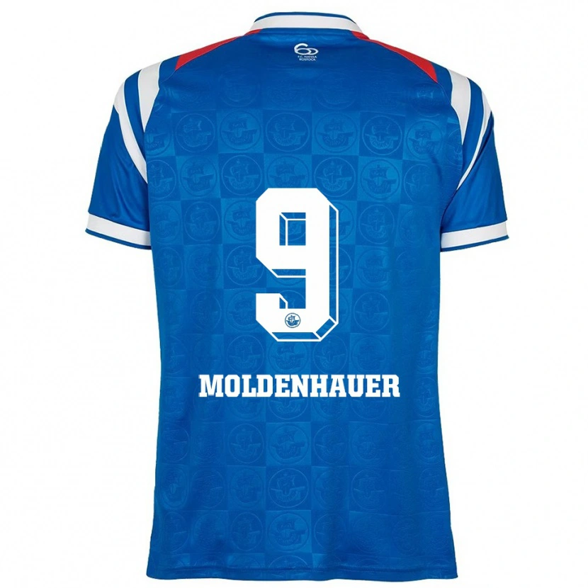 Danxen Enfant Maillot Max Moldenhauer #9 Bleu Blanc Rouge Tenues Domicile 2025/26 T-Shirt