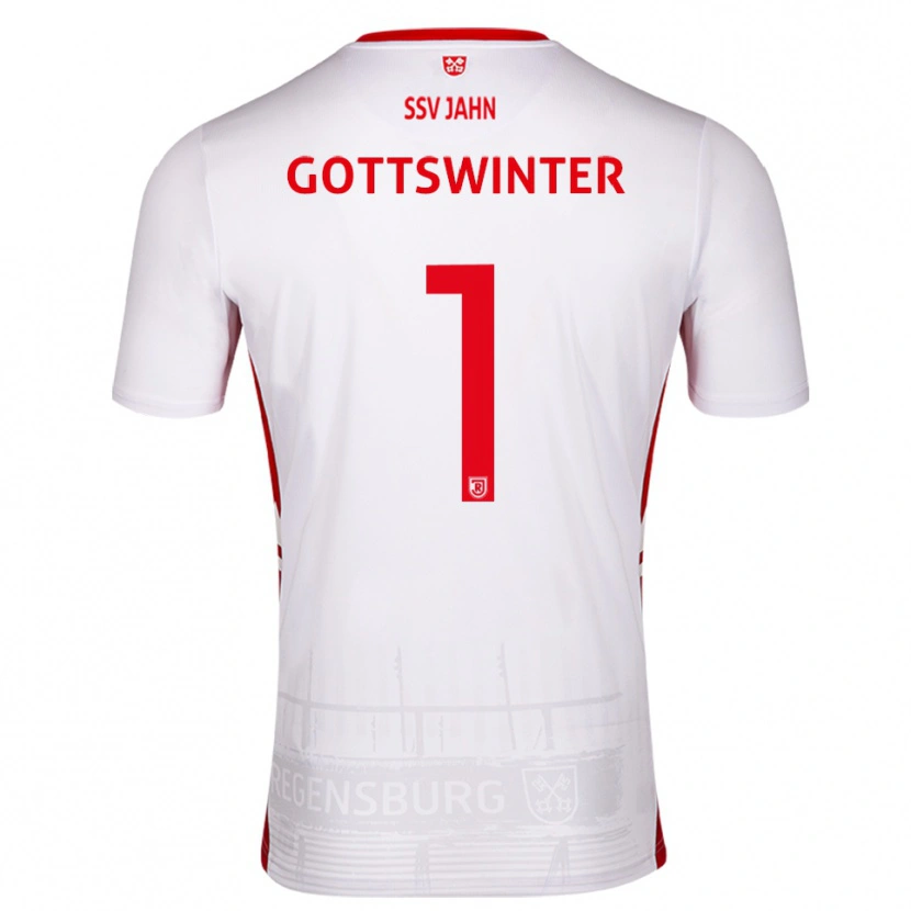 Danxen Enfant Maillot Florian Gottswinter #1 Blanc Rouge Tenues Domicile 2025/26 T-Shirt