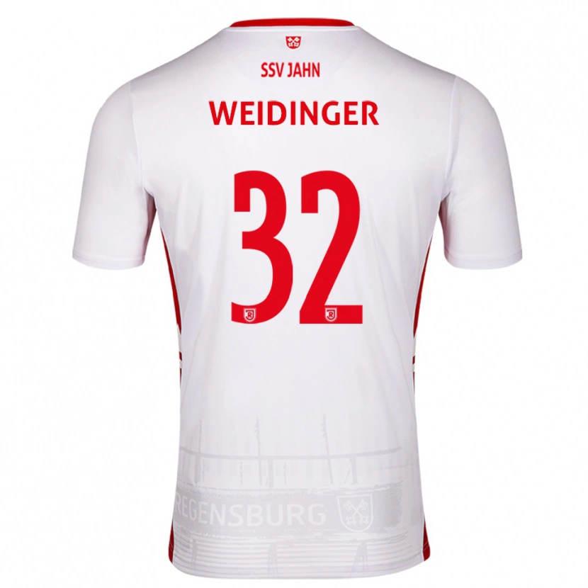 Danxen Enfant Maillot Alexander Weidinger #32 Blanc Rouge Tenues Domicile 2025/26 T-Shirt