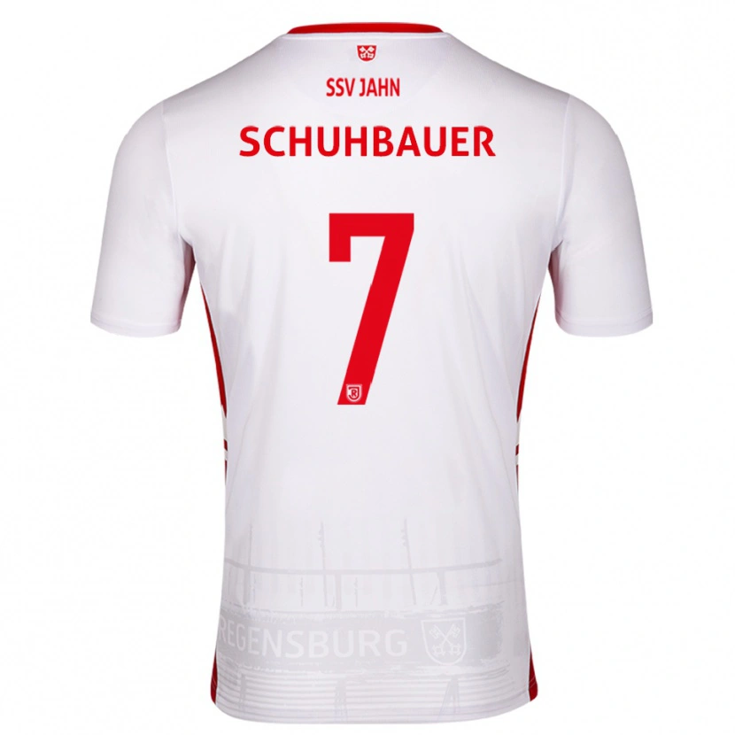 Danxen Enfant Maillot Simon Schuhbauer #7 Blanc Rouge Tenues Domicile 2025/26 T-Shirt