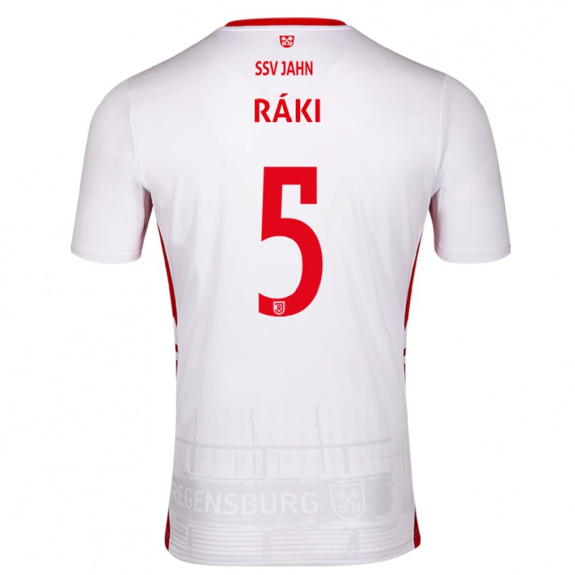 Danxen Enfant Maillot Zsombor Ráki #5 Blanc Rouge Tenues Domicile 2025/26 T-Shirt
