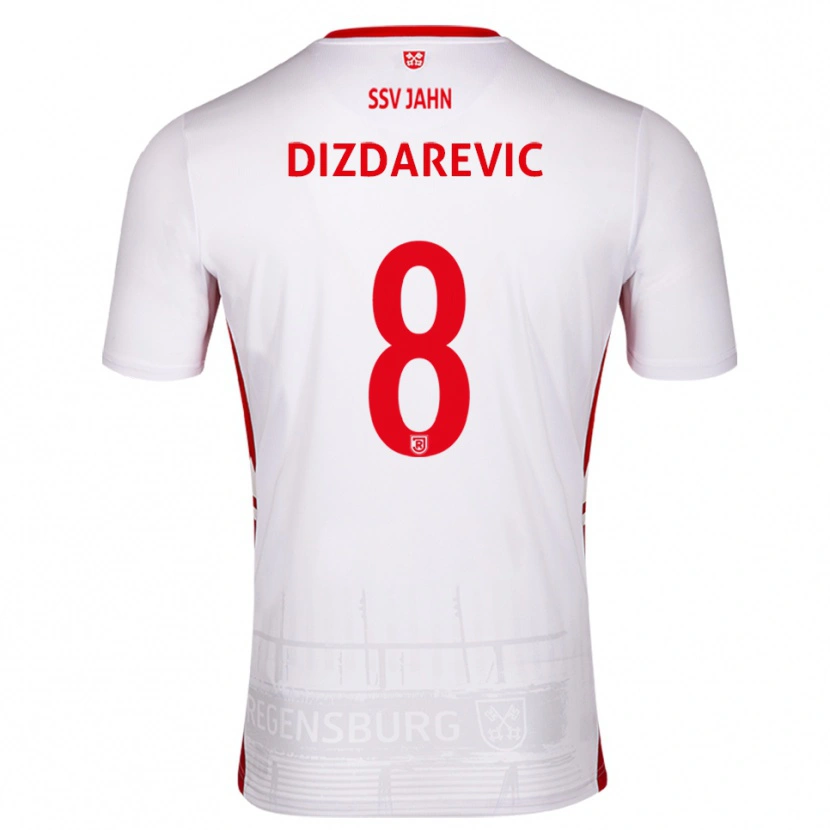 Danxen Enfant Maillot Arian Dizdarevic #8 Blanc Rouge Tenues Domicile 2025/26 T-Shirt