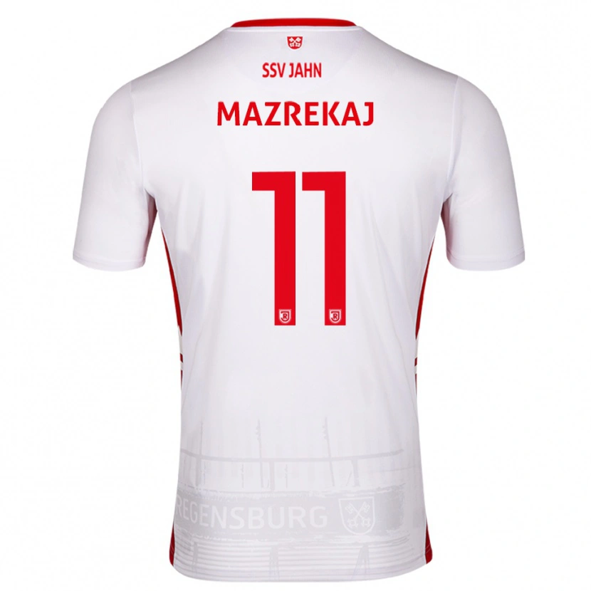 Danxen Enfant Maillot Abaz Mazrekaj #11 Blanc Rouge Tenues Domicile 2025/26 T-Shirt