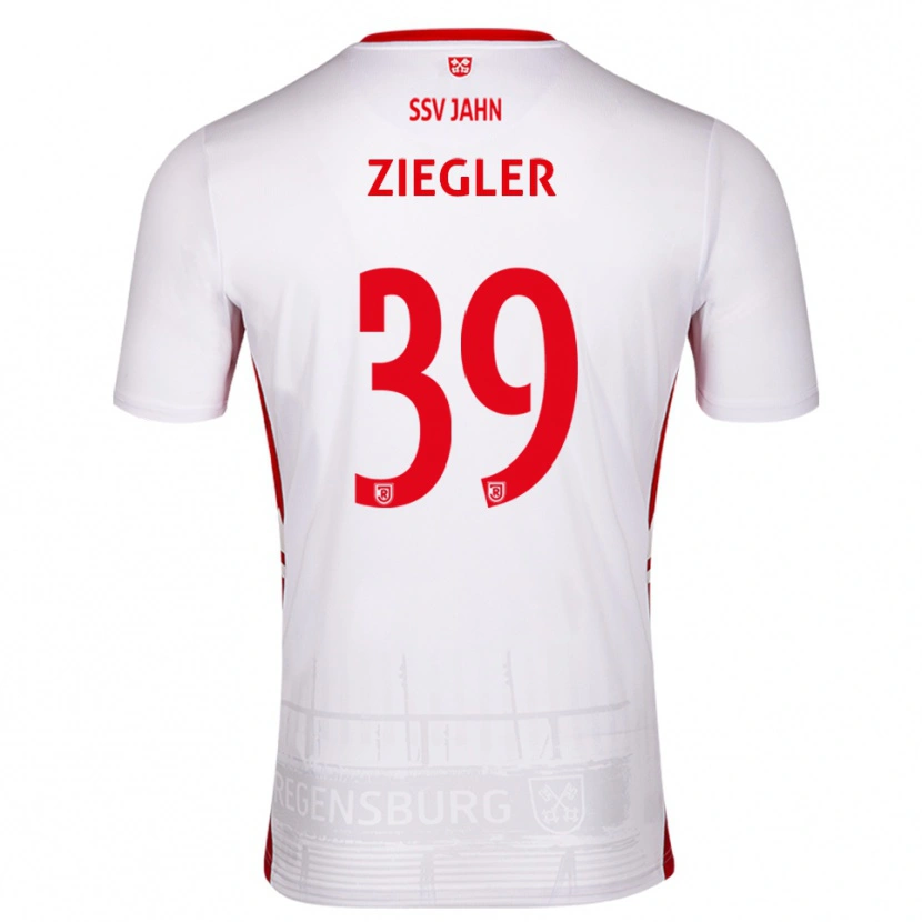 Danxen Enfant Maillot Fabian Ziegler #39 Blanc Rouge Tenues Domicile 2025/26 T-Shirt
