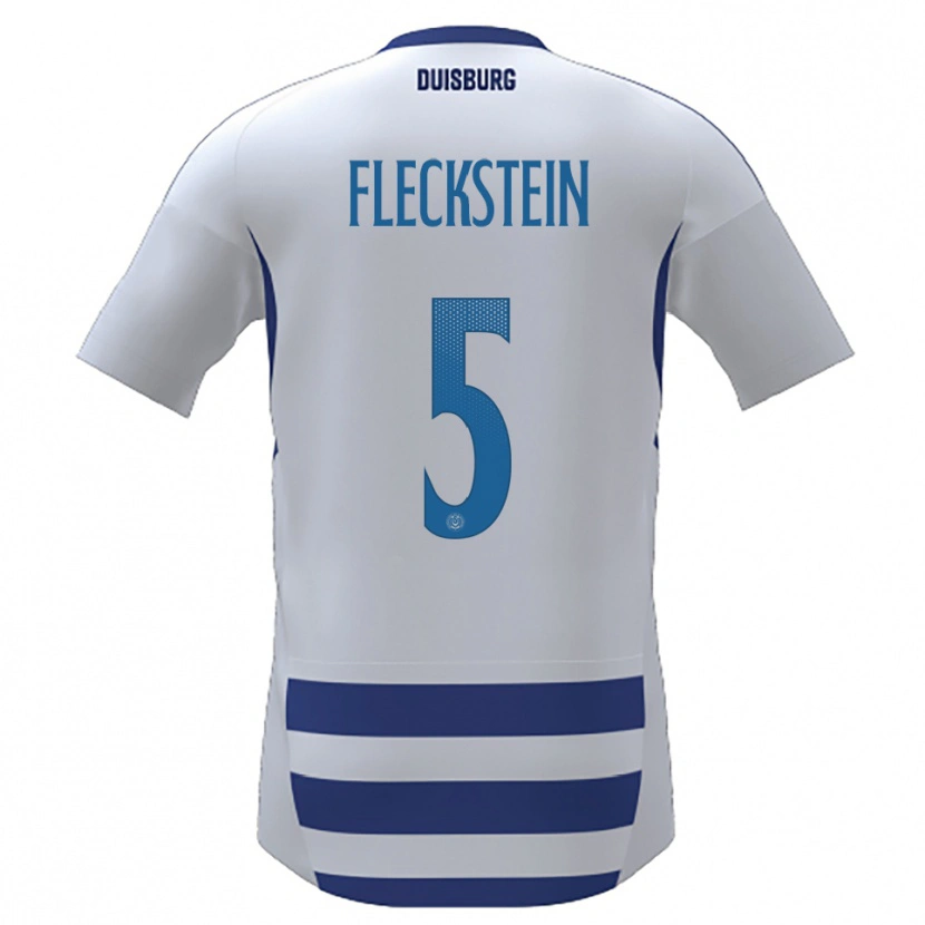Danxen Enfant Maillot Tobias Fleckstein #5 Blanc Bleu Tenues Domicile 2025/26 T-Shirt