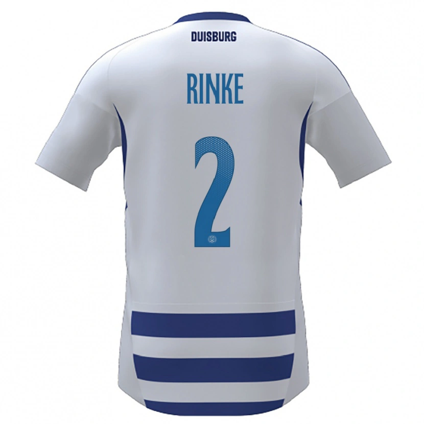 Danxen Enfant Maillot Ole Rinke #2 Blanc Bleu Tenues Domicile 2025/26 T-Shirt