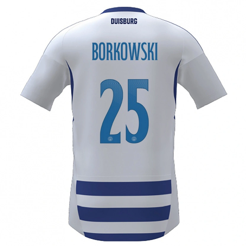 Danxen Enfant Maillot Dennis Borkowski #25 Blanc Bleu Tenues Domicile 2025/26 T-Shirt