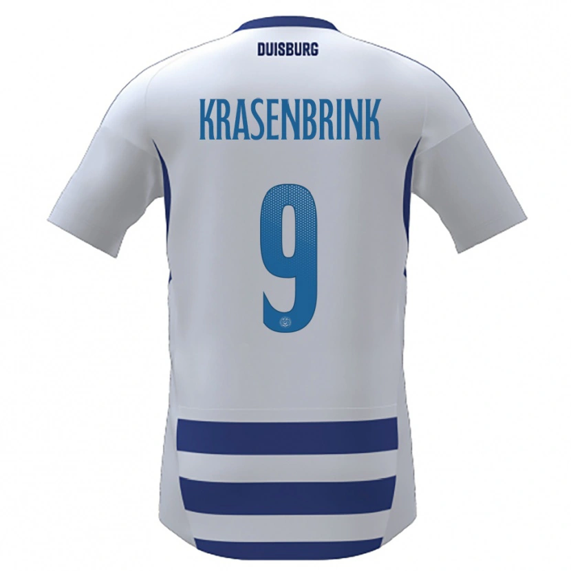 Danxen Enfant Maillot Hannes Krasenbrink #9 Blanc Bleu Tenues Domicile 2025/26 T-Shirt