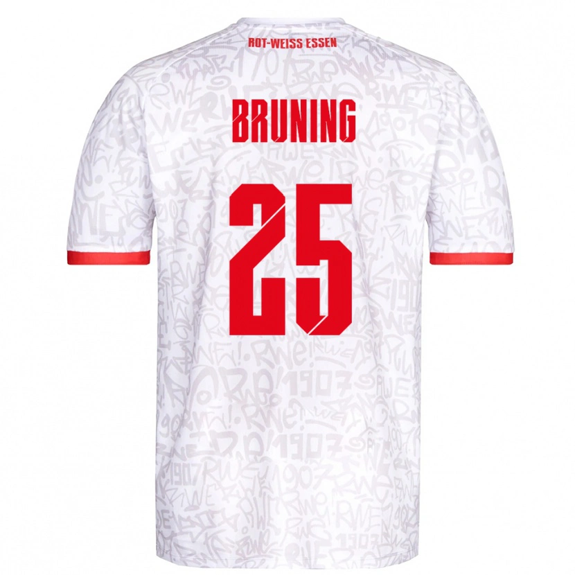 Danxen Enfant Maillot Malte Brüning #25 Blanc Rouge Tenues Domicile 2025/26 T-Shirt